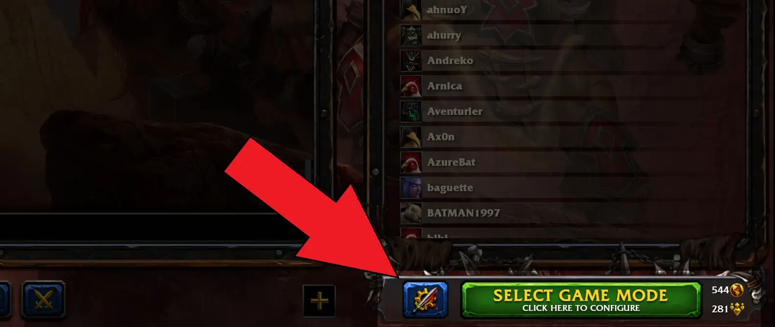 W3C game mode selection button