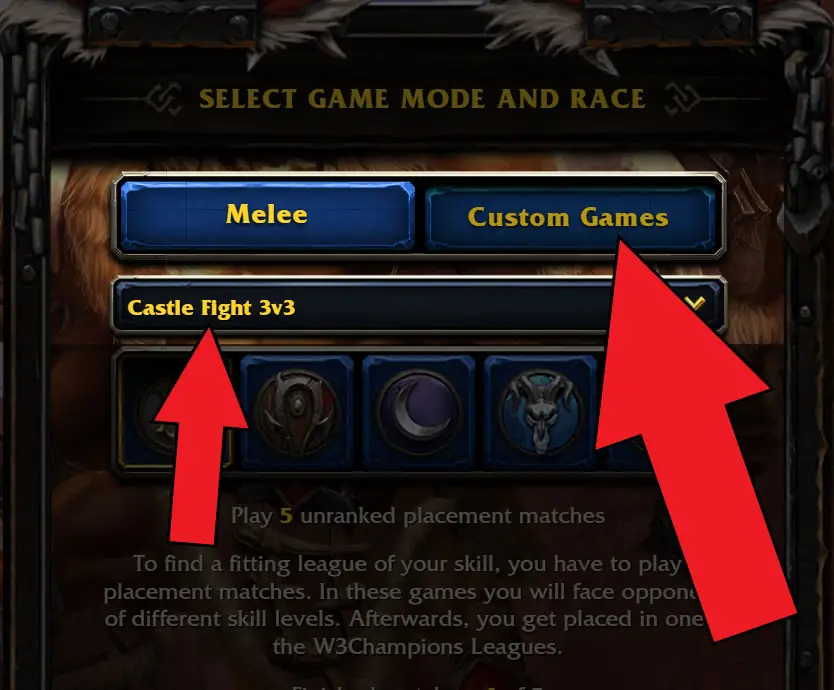 W3C game mode selection details
